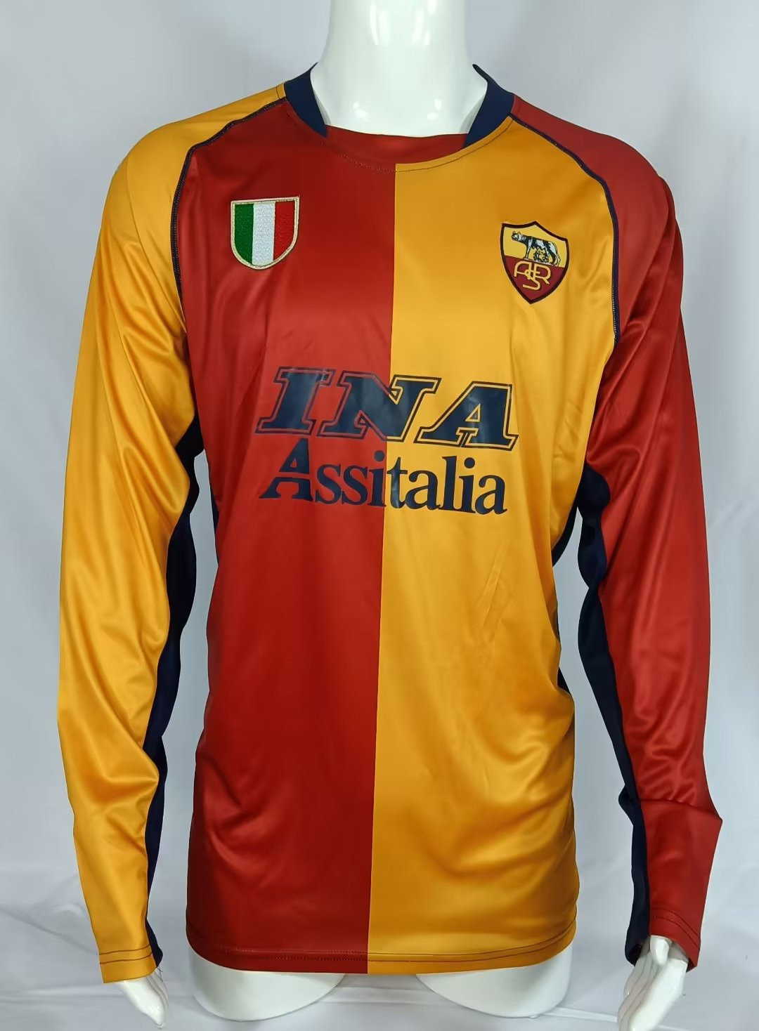 AS Roma 2001/02 Home Retro Long Sleeve Men Jersey – Yellow/Orange