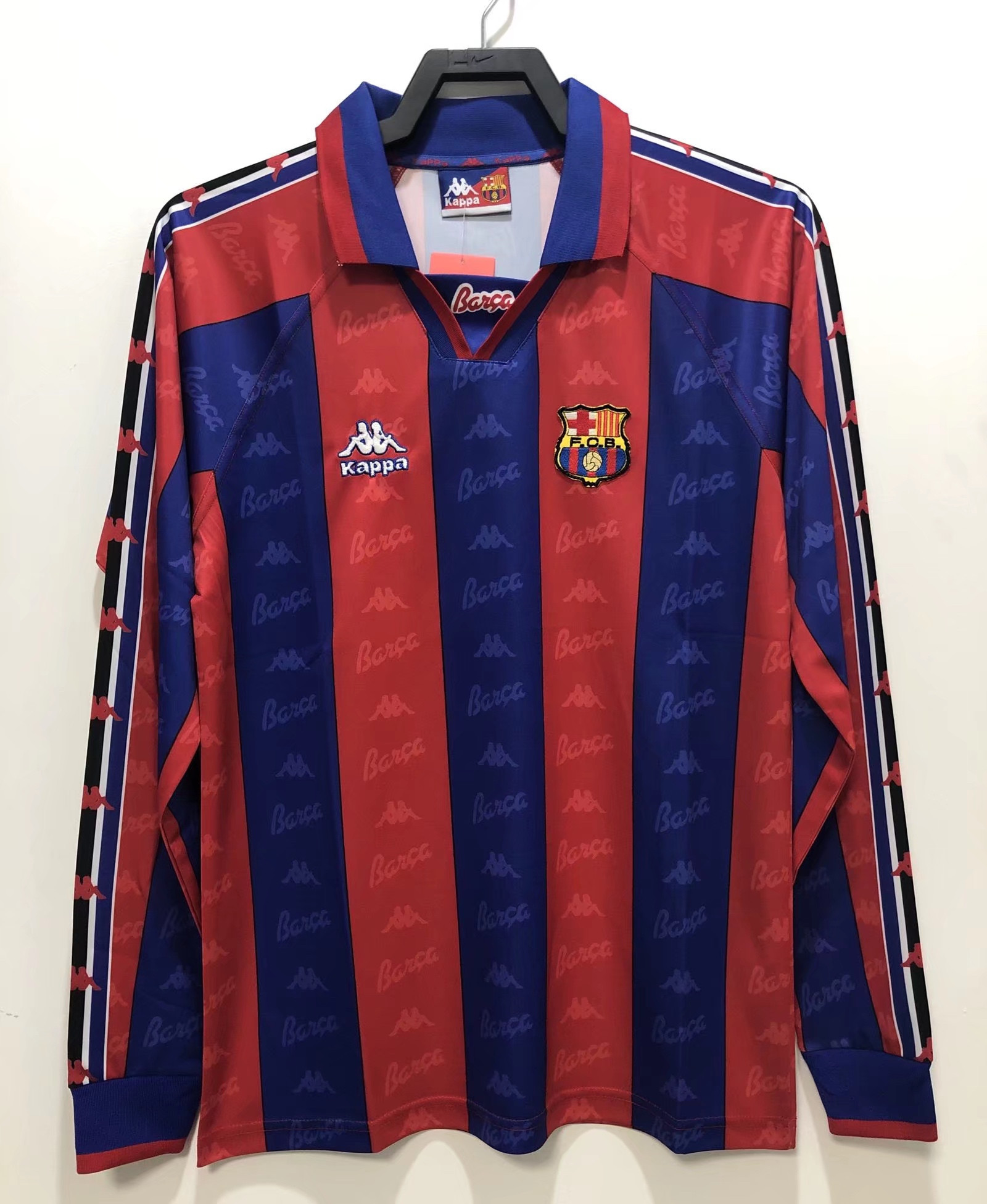 Barcelona 1996/97 Home Retro Long Sleeve Men Jersey – Blue/Red