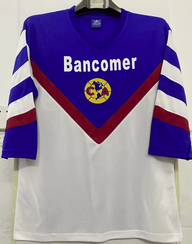 Club America 1988/89 White Retro Men Jersey – Blue/White