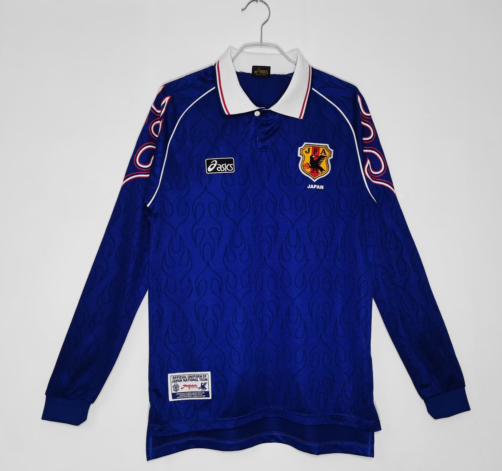 Japan 1998 Home Retro Long Sleeve Men Jersey – Blue