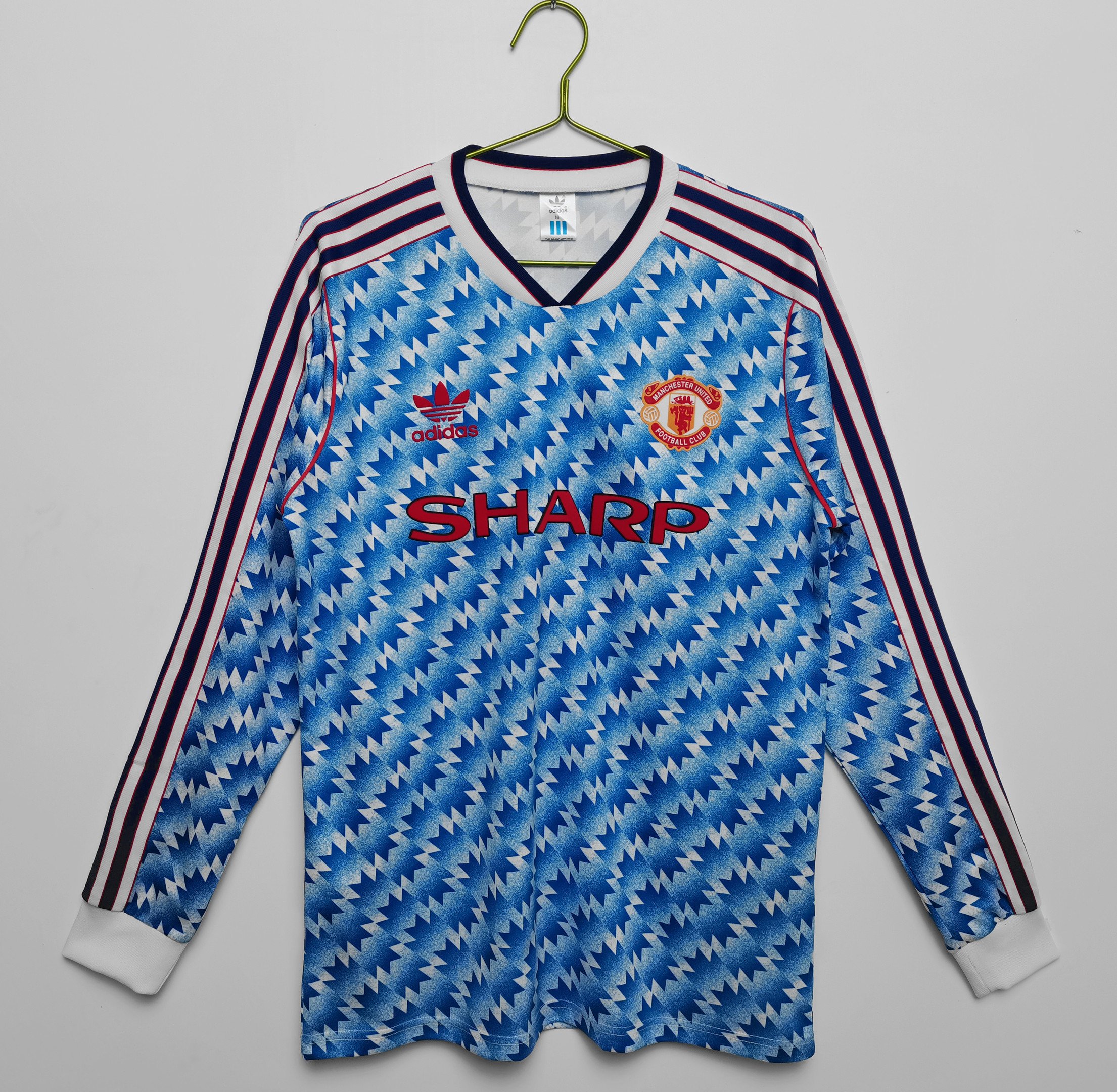 Manchester United 1990/92 Away Retro Long Sleeve Men Jersey – Blue