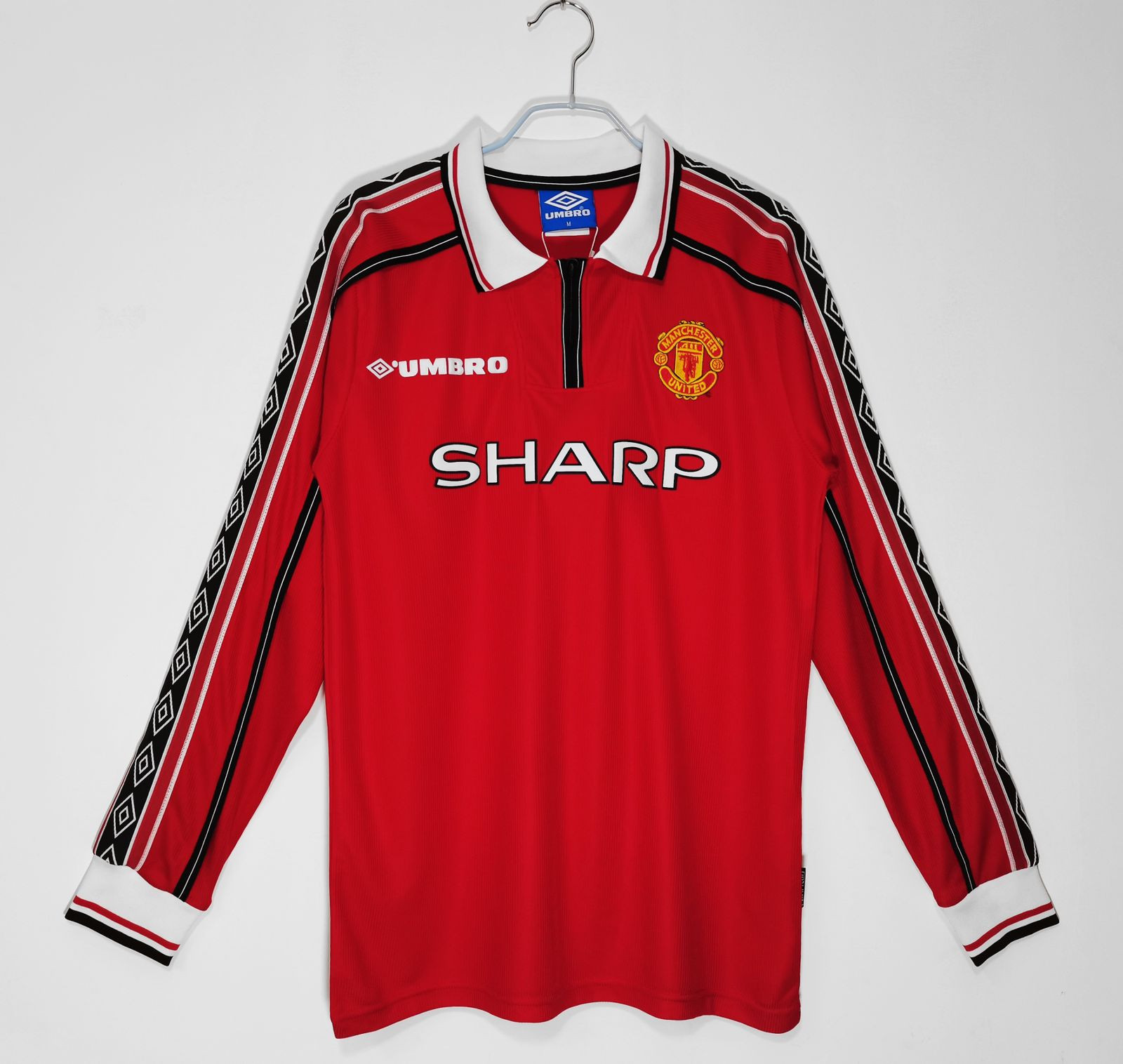 Manchester United 1998 Umbro Home Retro Men Long Sleeves Jersey – Red
