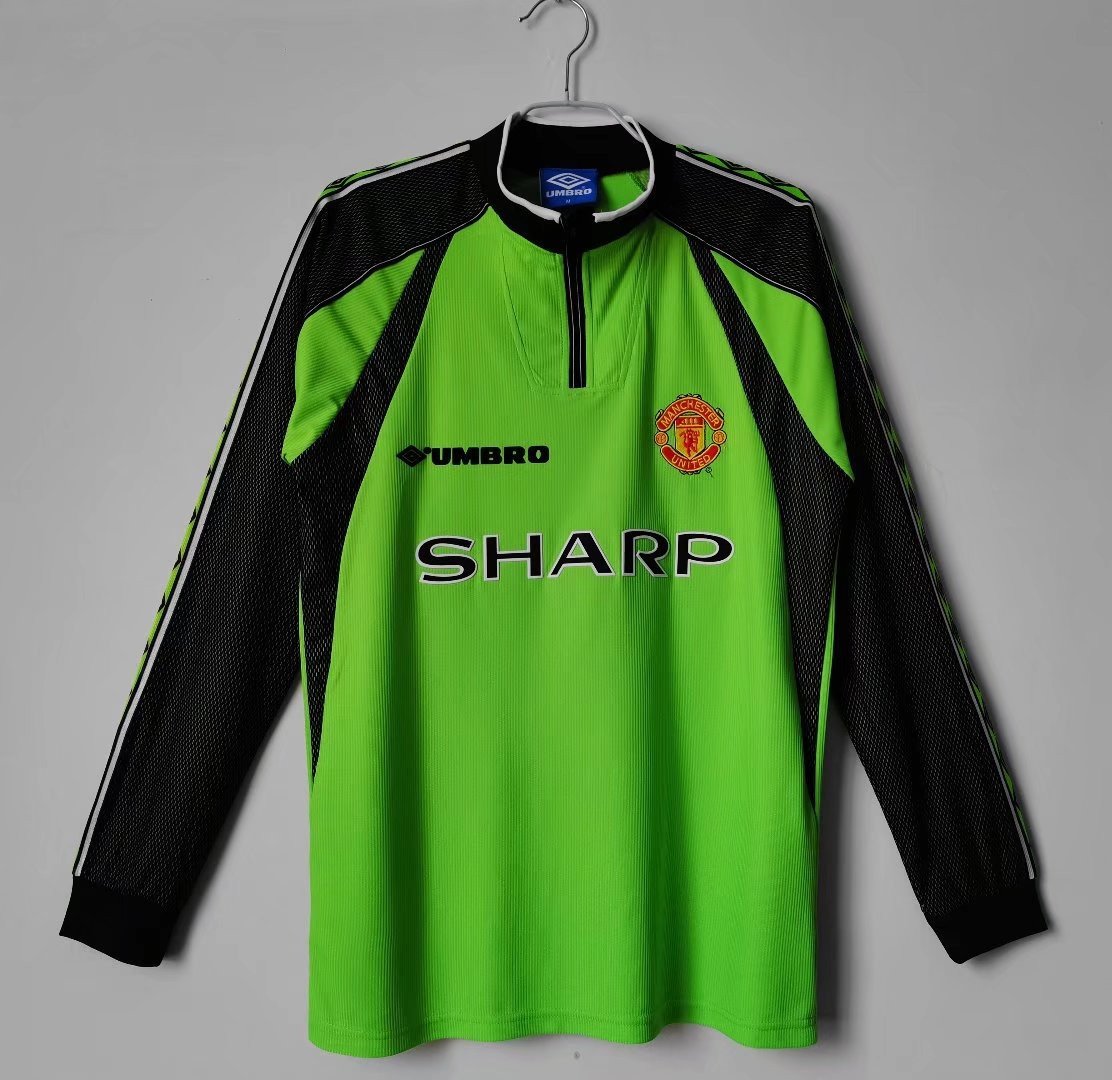 Manchester United 1998/99 Goalkeeper Retro Long Sleeve Men Jersey – Green