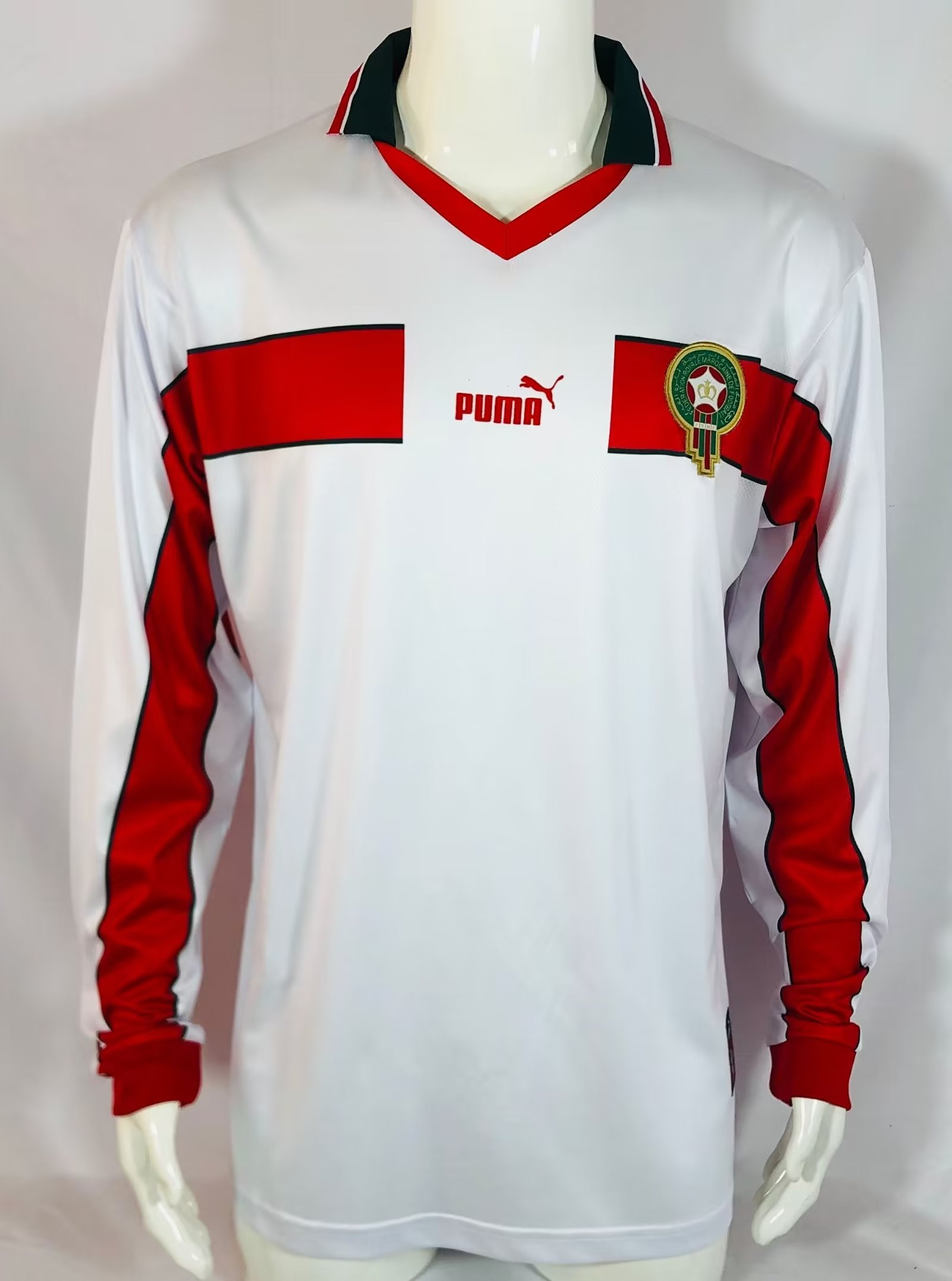 Morocco 1998 Away Retro Long Sleeve Men Jersey – White