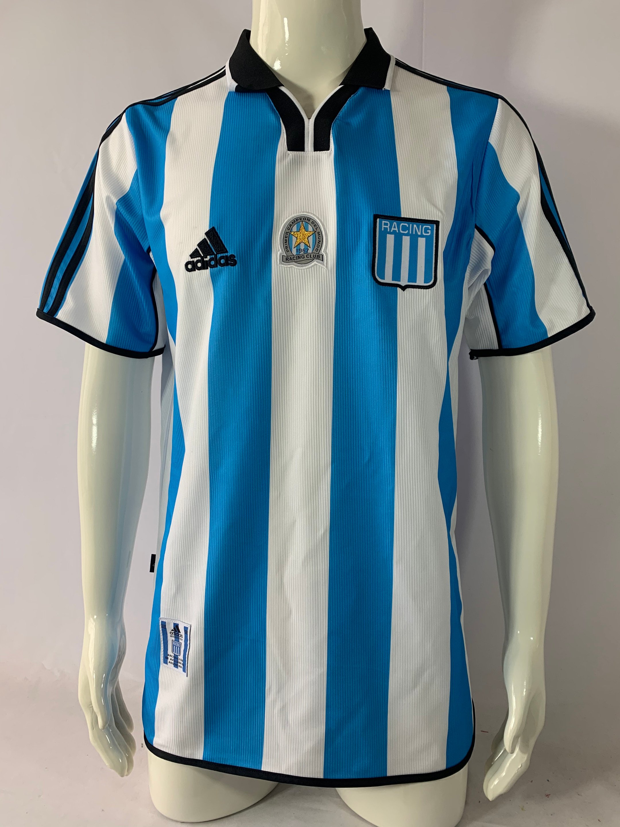 Racing Club de Avellaneda 2000/01 Home Retro Men Jersey – Sky Blue/White/Black